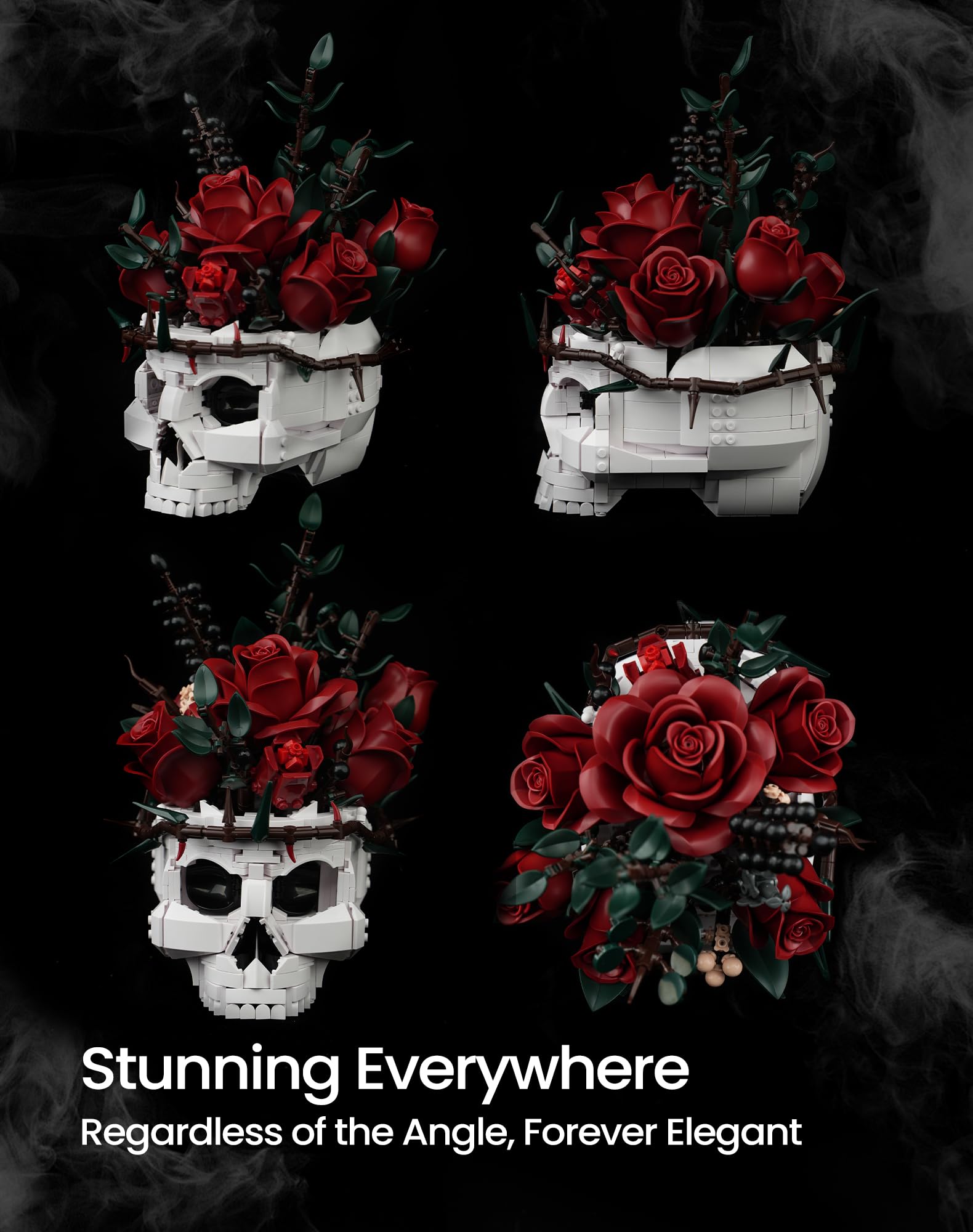 Amazon.com: iATOM Skull Roses Flower Bouquet Building Set